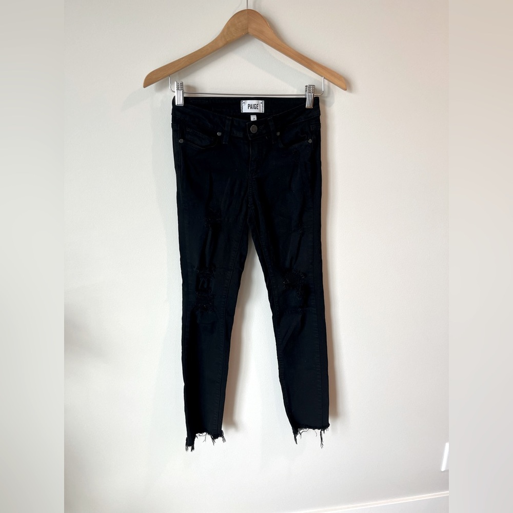 Black, distressed Paige Jeans. Size 24